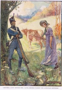 Conduisant une vache devant elle, Laura Secord passa les sentinelles américaines - Joseph Ratcliffe Skelton